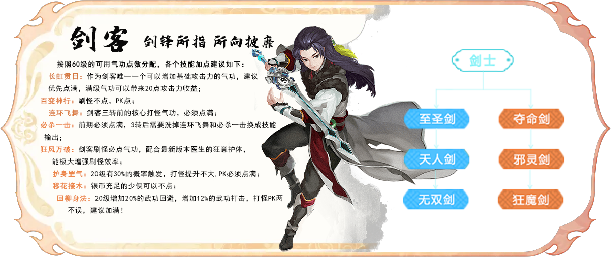 《武林外传：十年之约》中的剑客是近战爆发型职业，擅长单体高爆发输出与隐身突袭，定位为PVP刺杀和BOSS弱点输出核心。‌